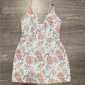 Pink and Blue Floral Mini Dress